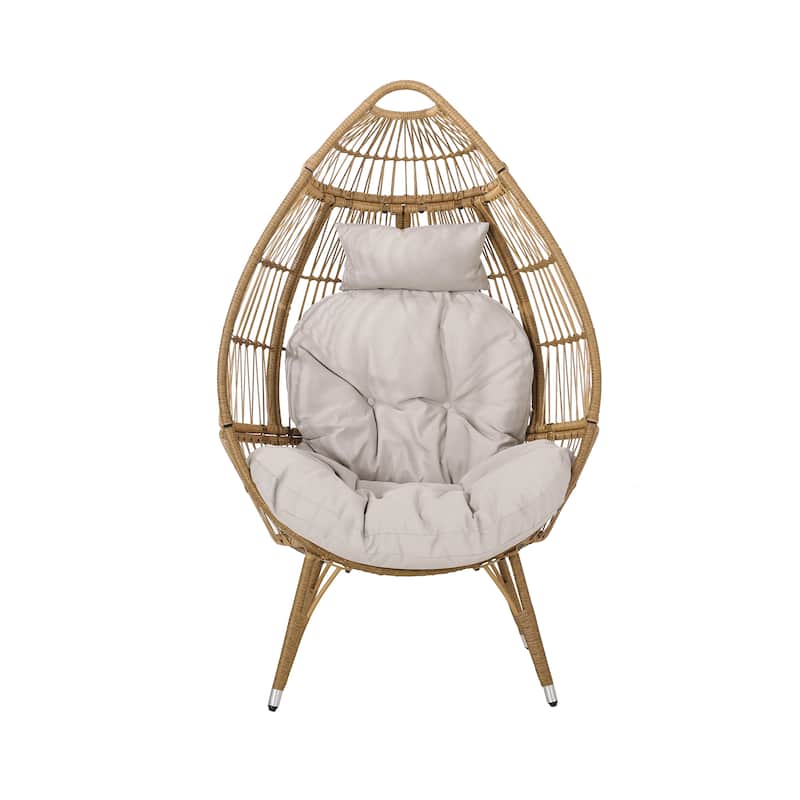 Serina Cushioned Wicker Teardrop Chair by Christopher Knight Home