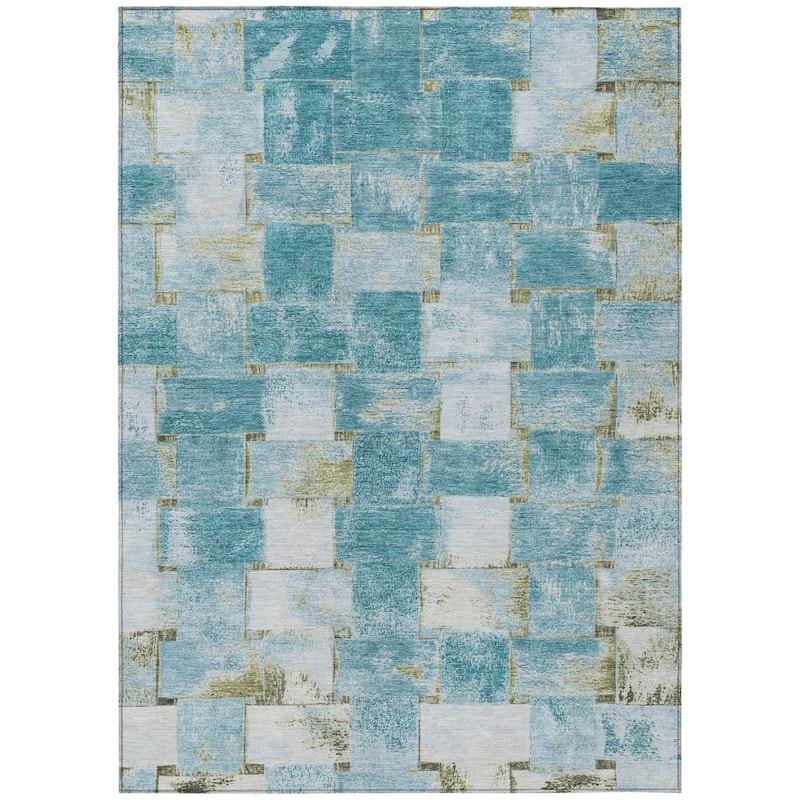 HomeRoots Striped Transitional Rectangle Outdoor Rug