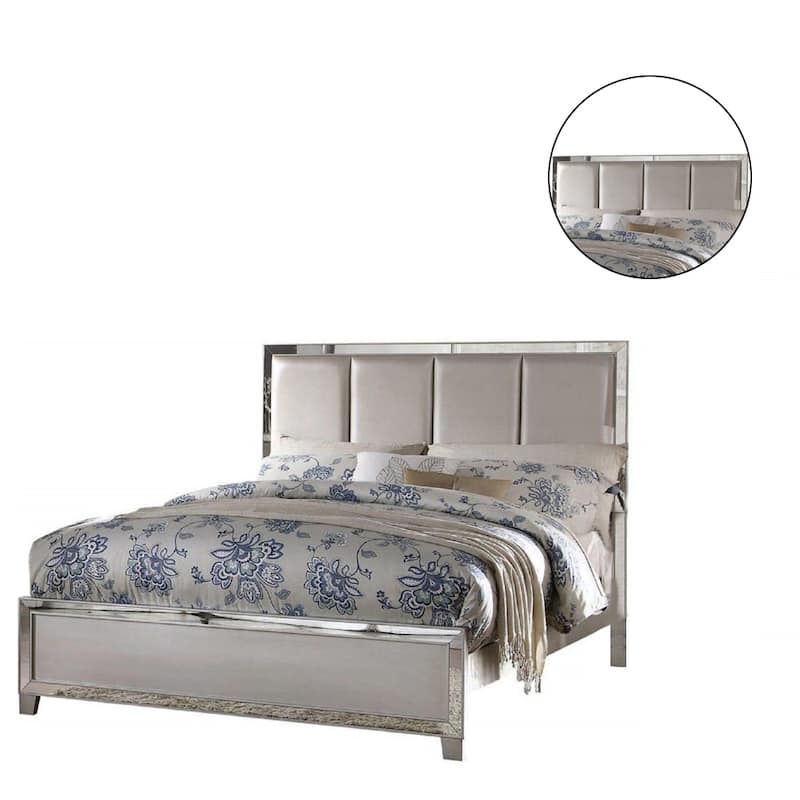Platinum PU Bed with Wood Block Legs