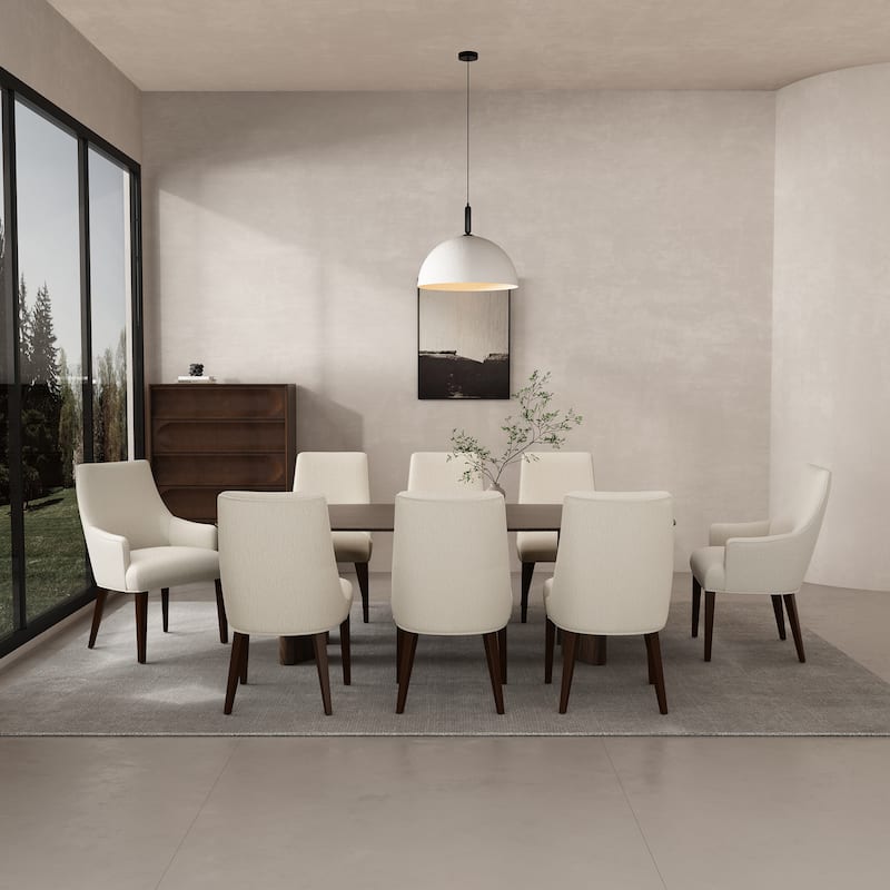 Manhattan Comfort Beever Modern Chenille Dining Armchair - Set of 8 - Cream