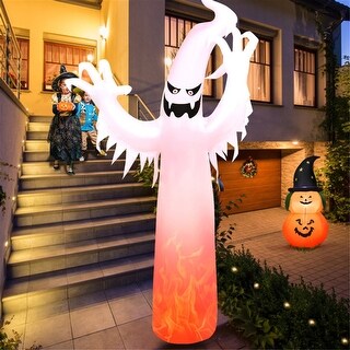 12 Feet Halloween Inflatable Decoration with Ghost Pattern - 12 Feet