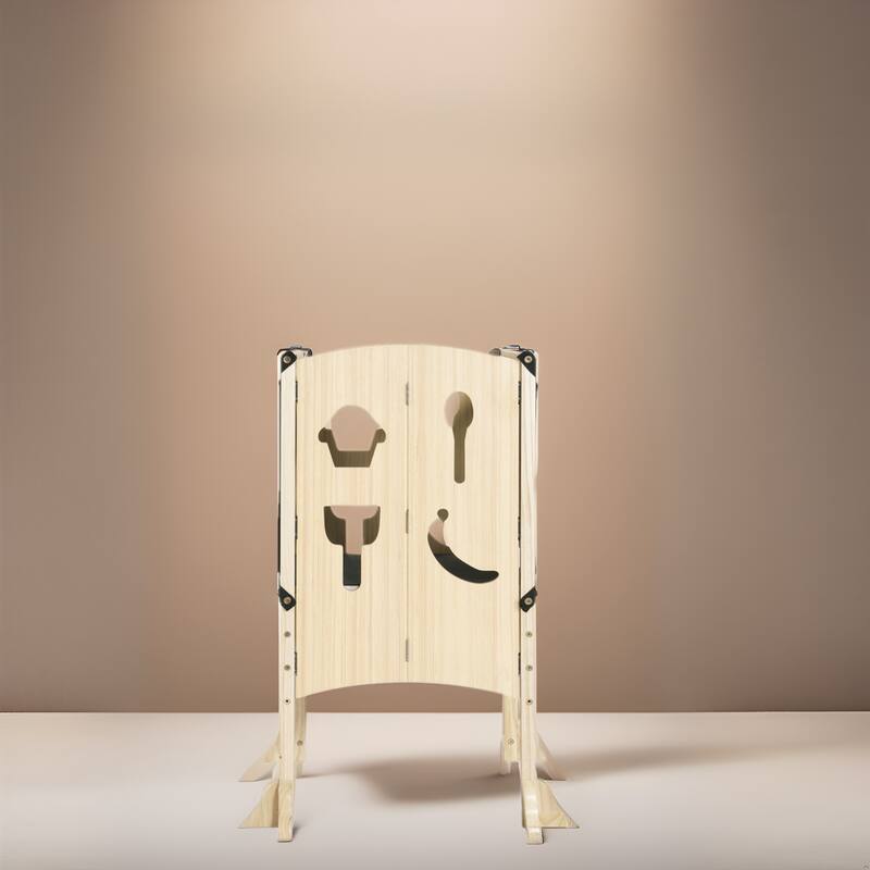 Kids Wooden Kitchen Step Stool with Safety Rails and Anti-Slip Mat, Kids Countertop Step Stools for Kids
