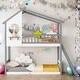 preview thumbnail 12 of 20, Twin Over Twin Bunk Bed Wood Bed with Roof, Window, Ladder Grey