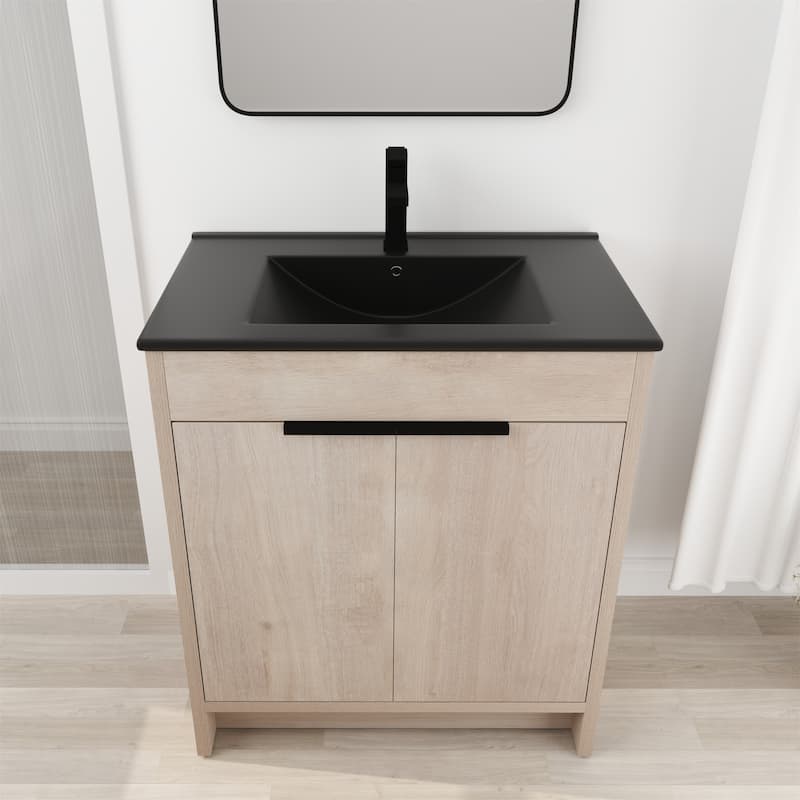 30 Inch Freestanding Bathroom Vanity With White Ceramic Sink