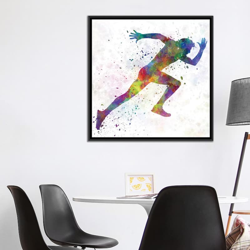 iCanvas "Man Running Sprinting Jogging I" by Paul Rommer Framed Canvas Print