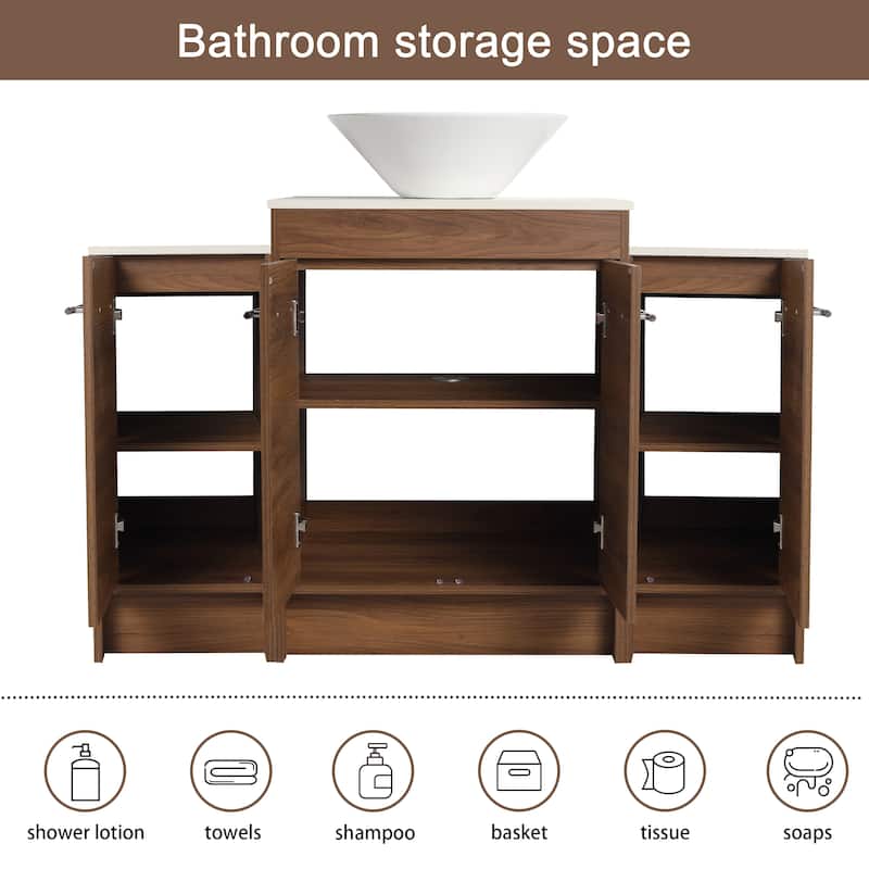 Malwee 24"/36"/48"/60" FreeStanding Bathroom Vanity, Floor Stand Bathroom Vanity with Ceramic Sink,Soft Close Door and Shelf