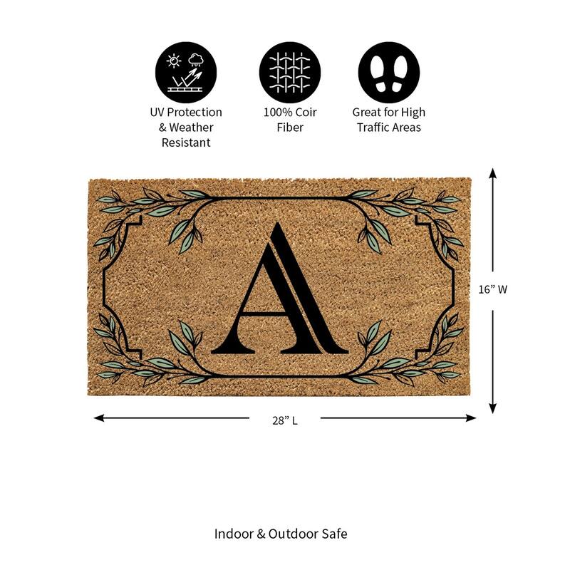 28 in. x 16 in. Monogram Coir Mat, Letter "A"