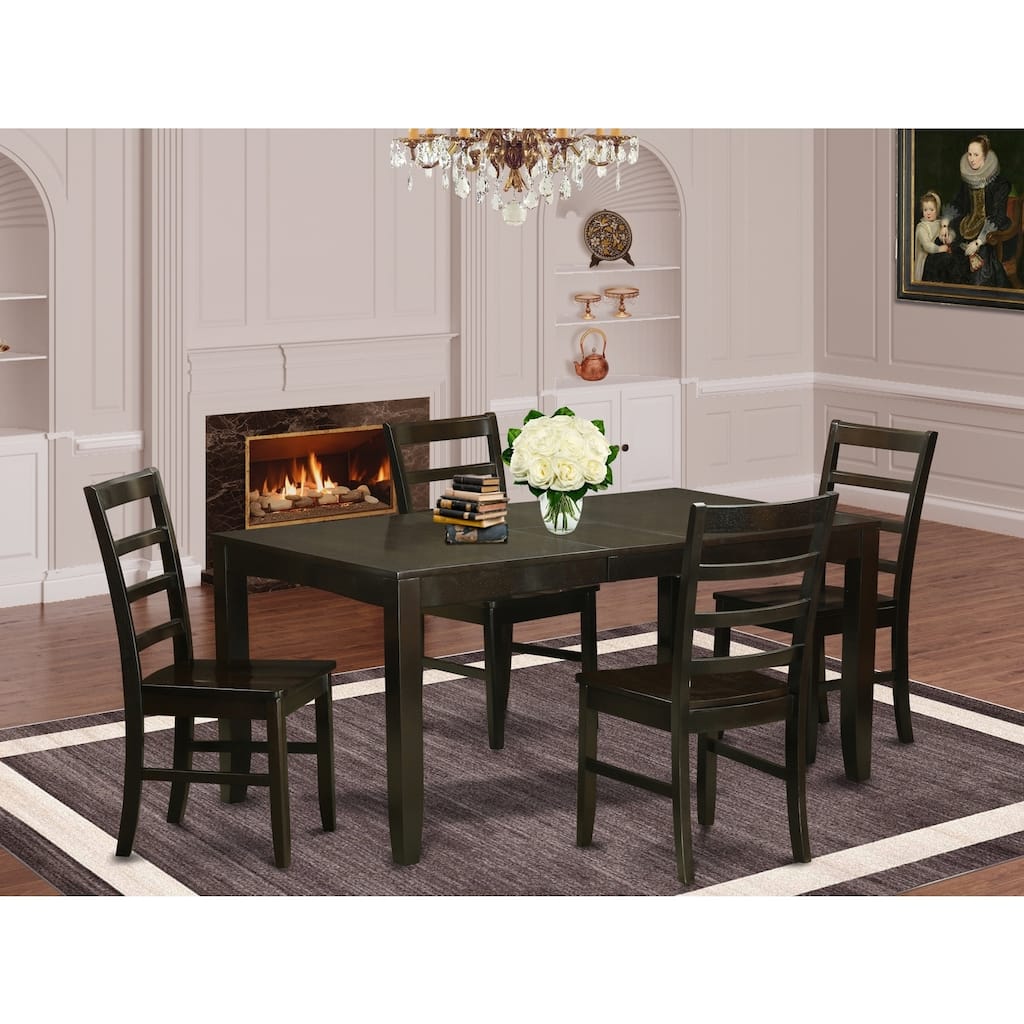 Luxury Dinette Set - Table with Leaf & Chairs - Cappuccino Finish - Modern & Traditional Design