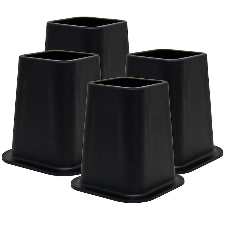 Heavy Duty Premium Quality 6 Inch Bed Risers - Furniture Riser for Desk, Sofa, Couch & Table, Black, Set of 4 - Queen