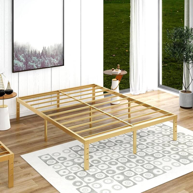 alazyhome 14 inch Metal Platform Bed Frame Steel Slat