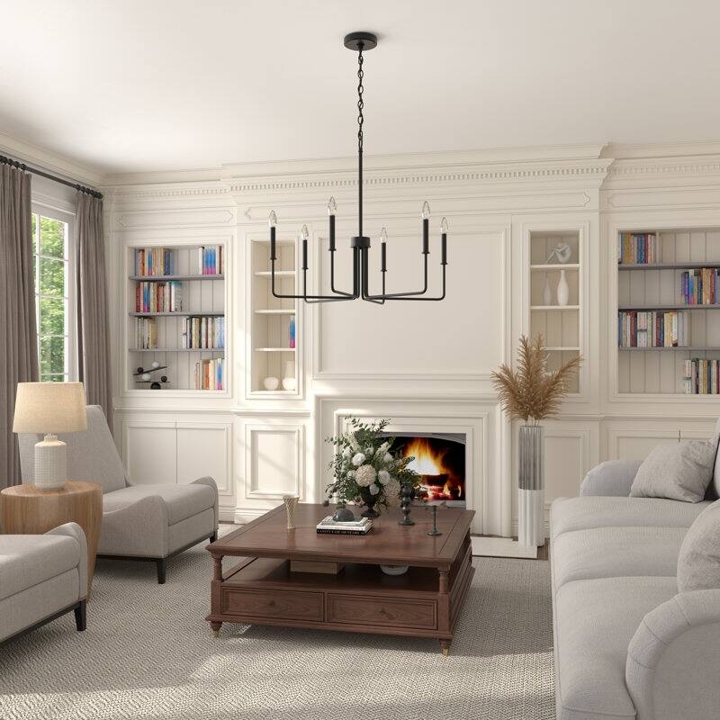 Acroma Modern Transitional 6-Light Candle Chandelier Linear Kitchen lsland