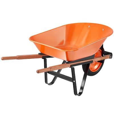 Orange Iron PU Garden Wheelbarrow 265lbs Cart w/ith Foam Tire 16" - 55.12 x 24.41 x 22.83 in