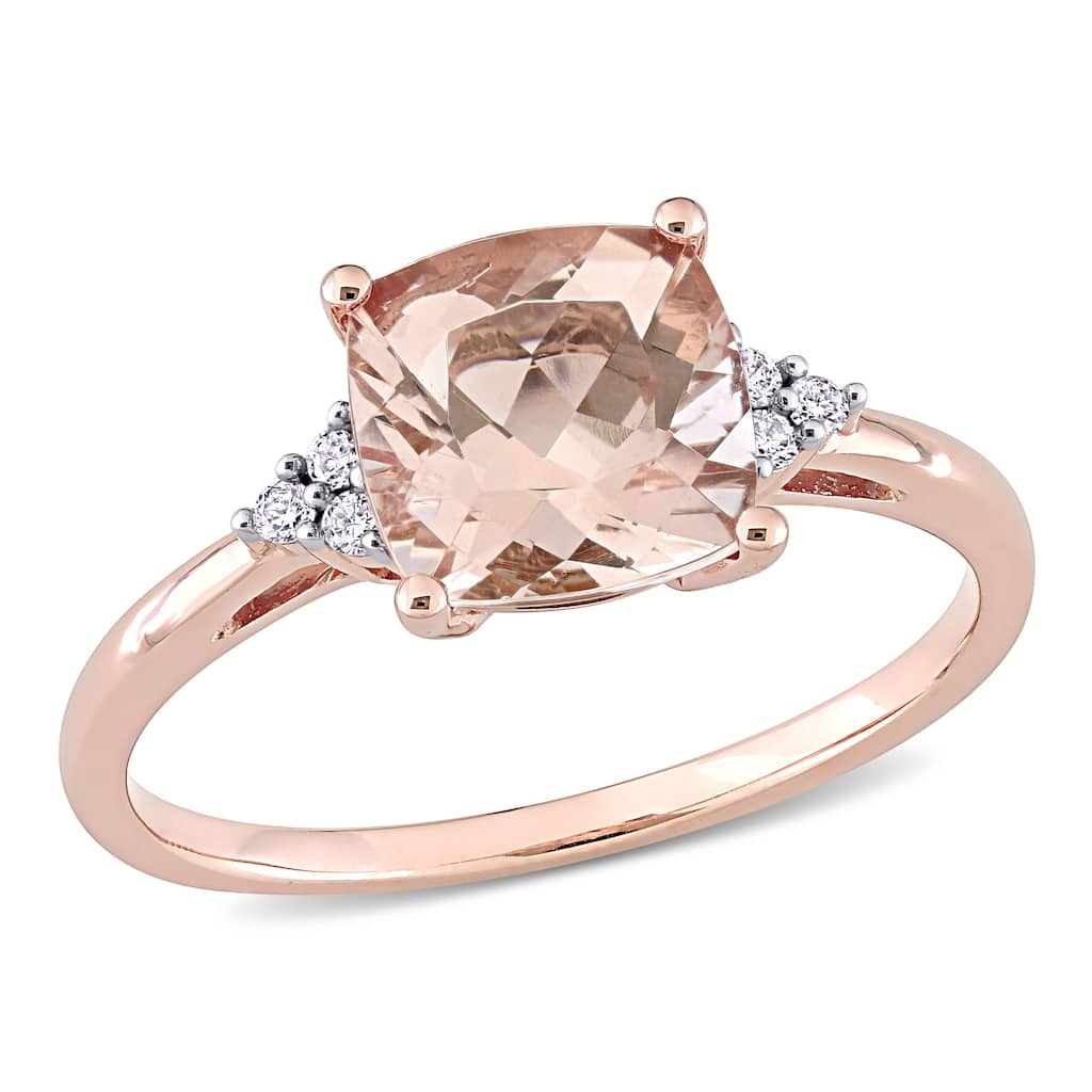 Miadora Signature Collection 14k Rose Gold Cushion-cut Morganite and Diamond Accent Cocktail Ring