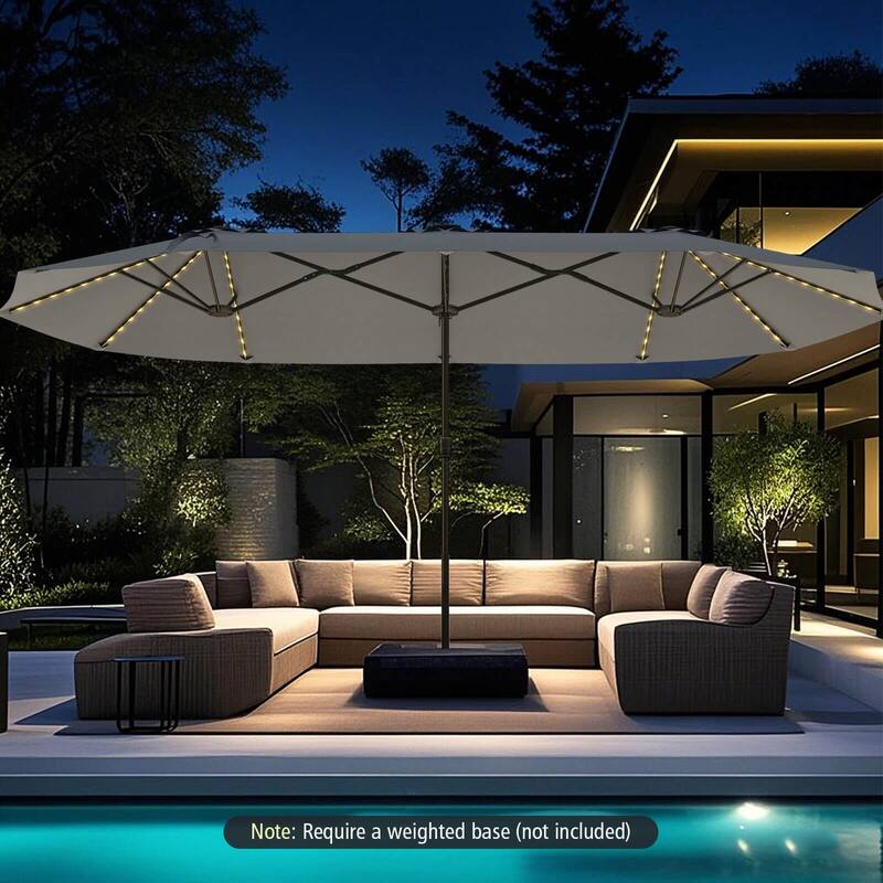 Costway 15.5 FT Extra-Large Patio Umbrella with LED Solar Lights & 12 - See Details