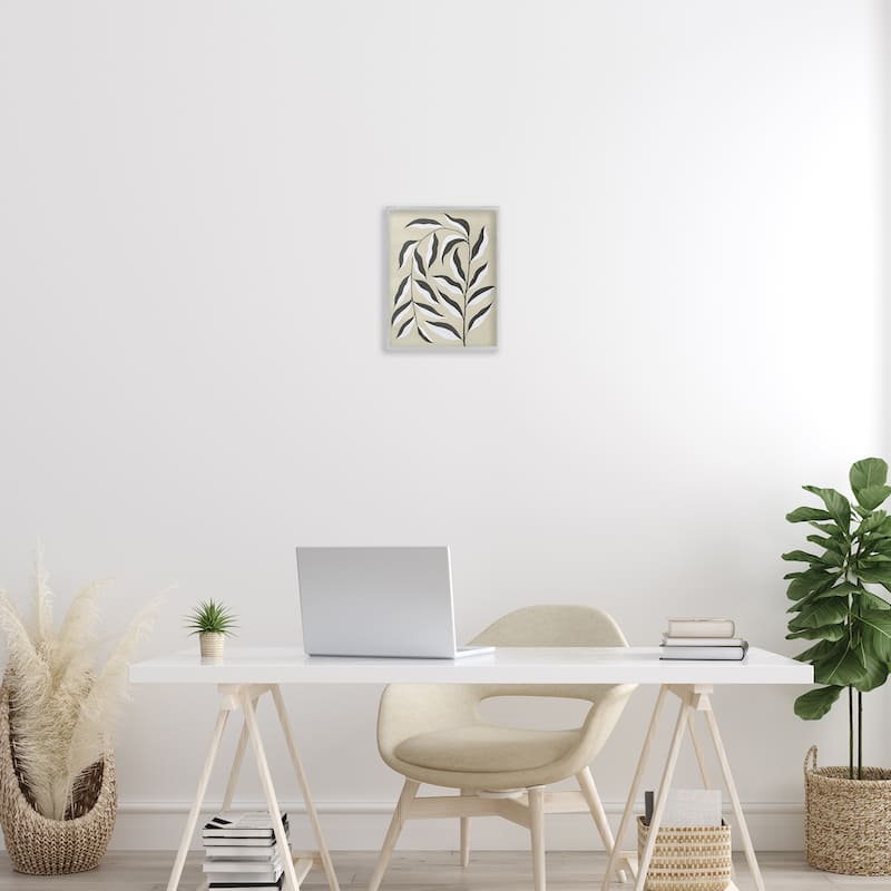 Stupell Natural Curved Vegetation Framed Giclee Art Design By Grace Popp