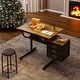 preview thumbnail 2 of 4, Stylish black adjustable drafting table with comfortable stool and three spacious drawers