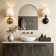 preview thumbnail 22 of 22, Rennnsan 1-Light Farmhouse Black/Gold Iron Wall Sconce with White Fabric Shade