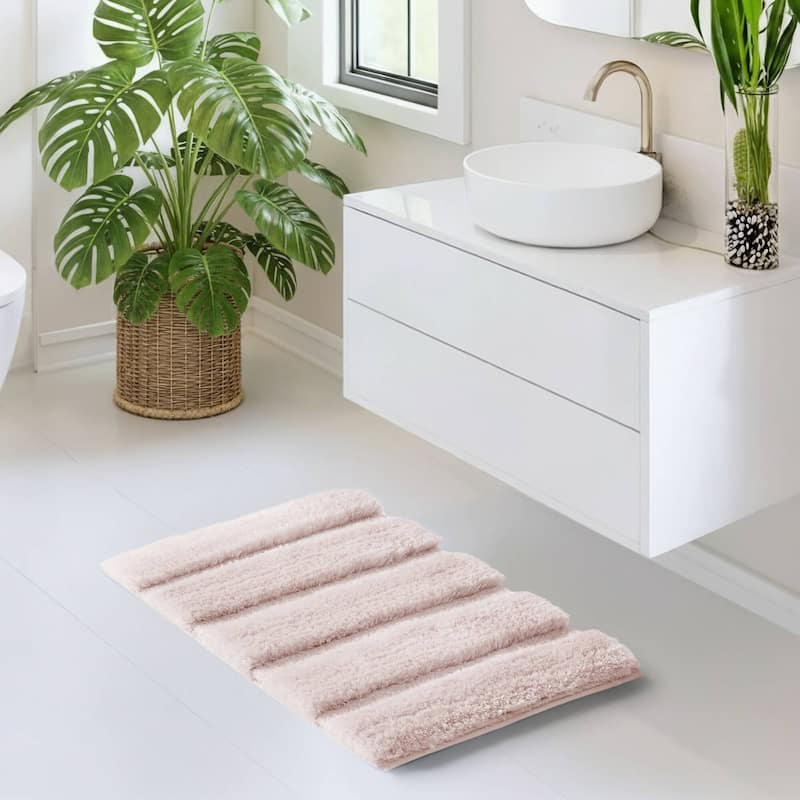 Madison Park Tufted Pearl Channel Solid Bath Rug - 17x24" - Pink