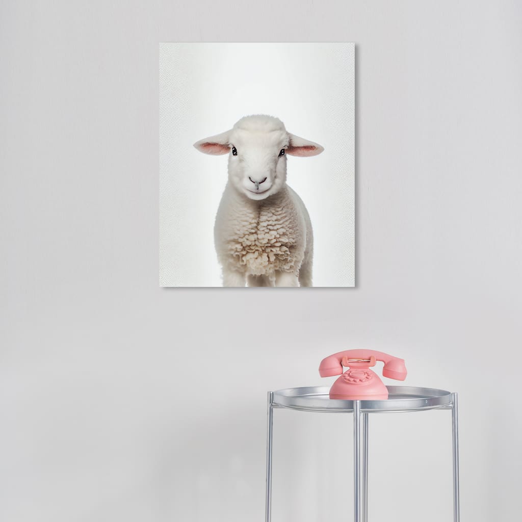 Wynwood Studio Canvas Animals Baby Animal Lamb White and Farmhouse Wall Art Canvas Print - White,