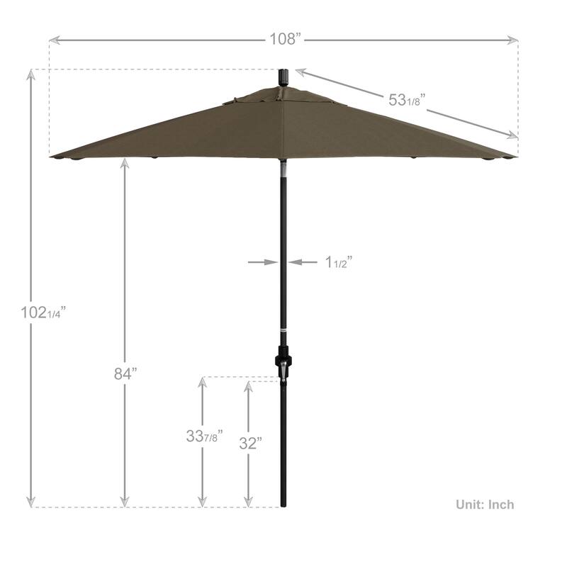 California Umbrella 9-Foot Black Aluminum Market Umbrella