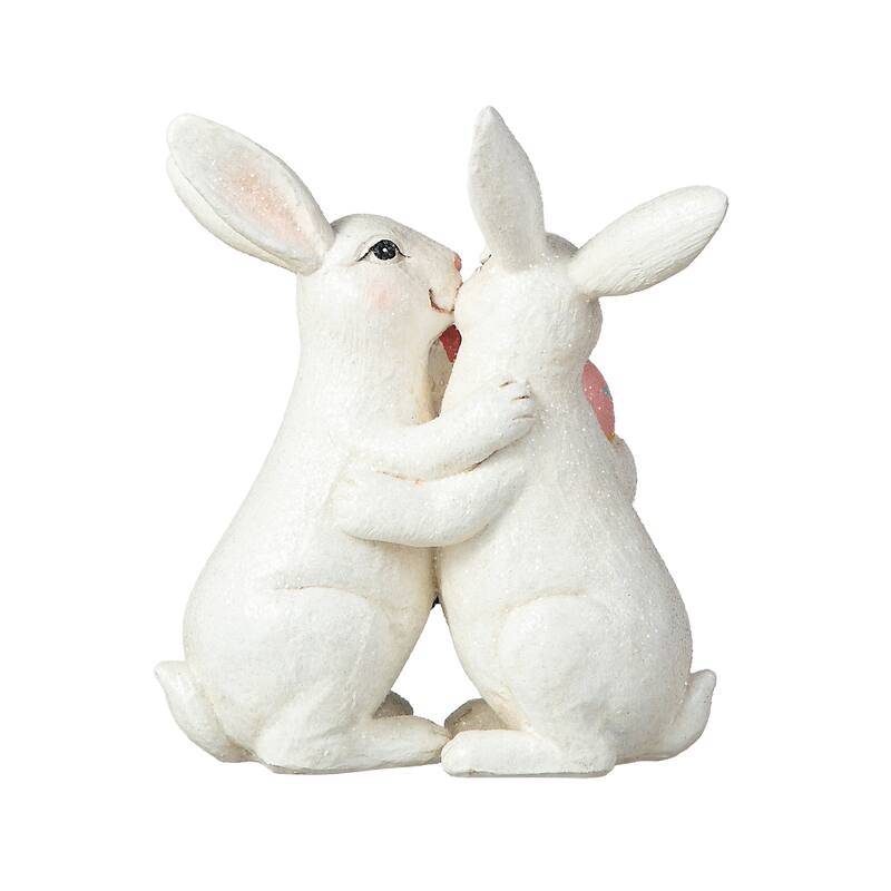 Glitzhome Easter Resin Bunny Table Decor Rabbit Figurines Lovely Gifts