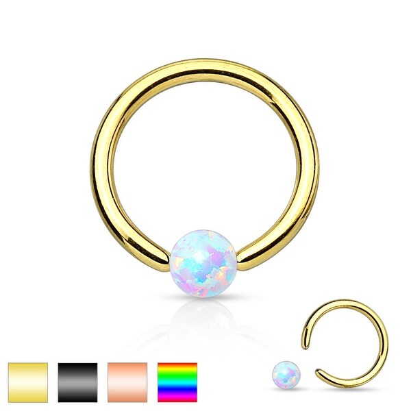Synthetic Opal Stone IP 316L Surgical Steel Captive Bead Ring (Sold Ind.)