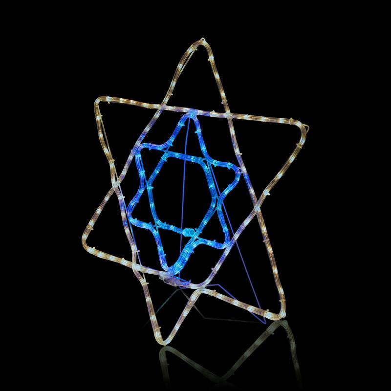 Alpine Corporation Hanukkah Decoration with Blue and White LED Lights