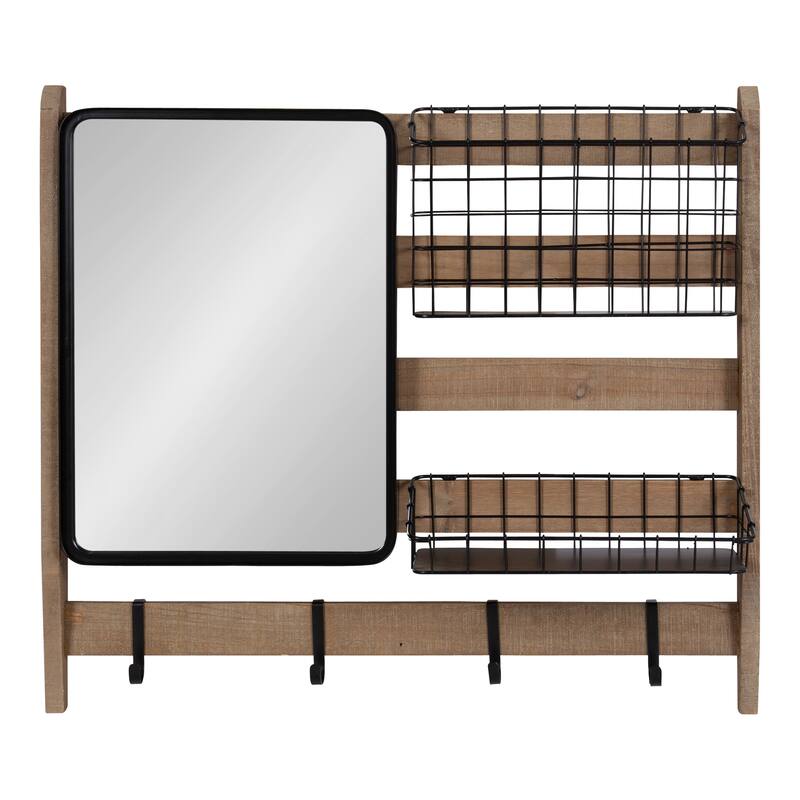 Kate and Laurel Tanner Wall Organizer with Mirror and Hooks