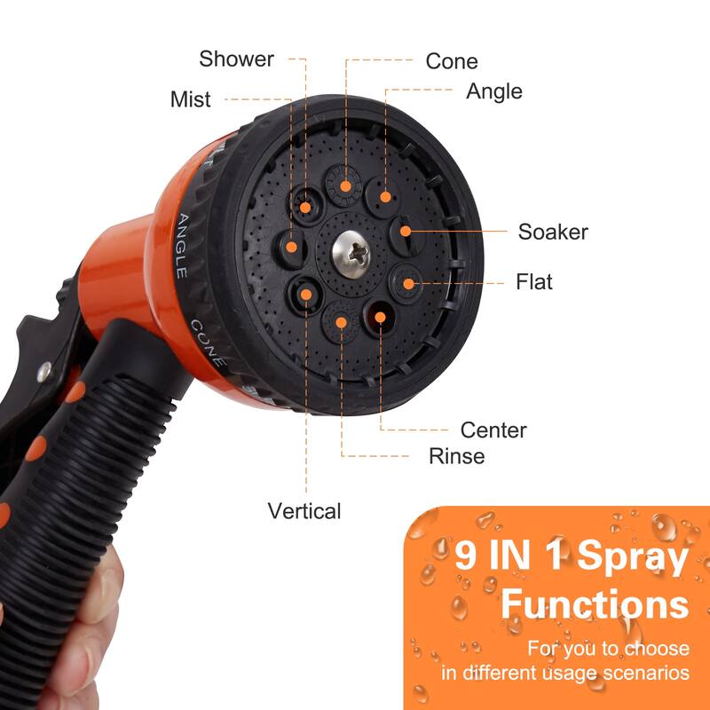 Retractable Garden Hose Reel with 100FT Water Hose, Wall Mount & 180