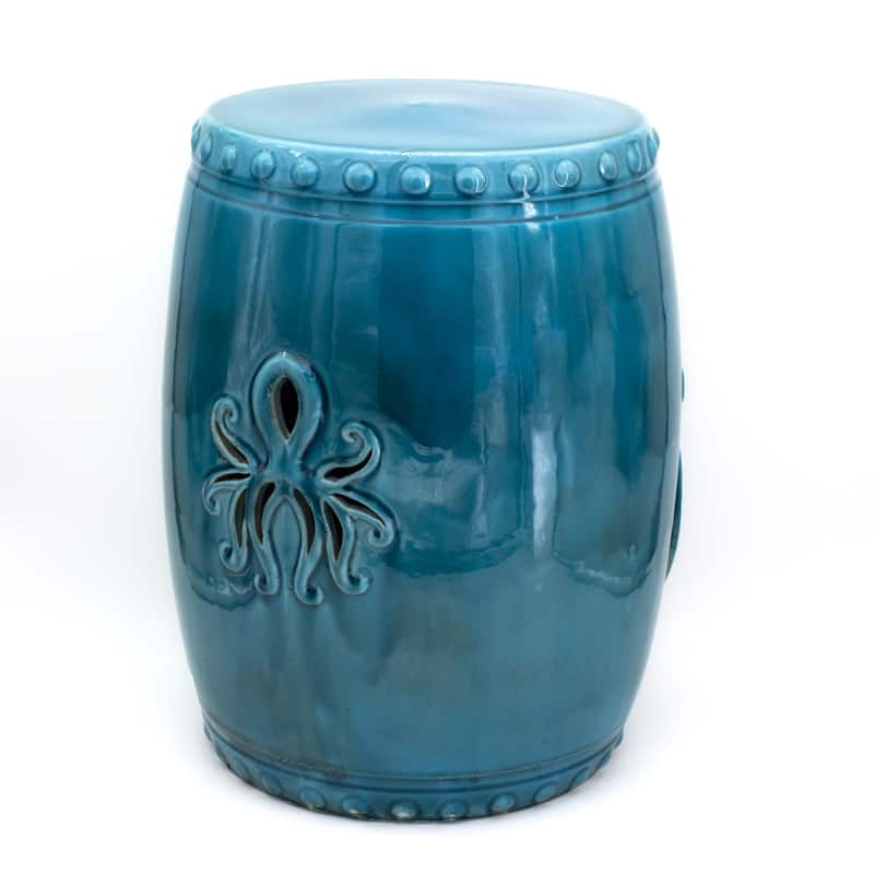 Euro Ceramica Grotto Ceramic 18" Kraken Tropical Garden Stool