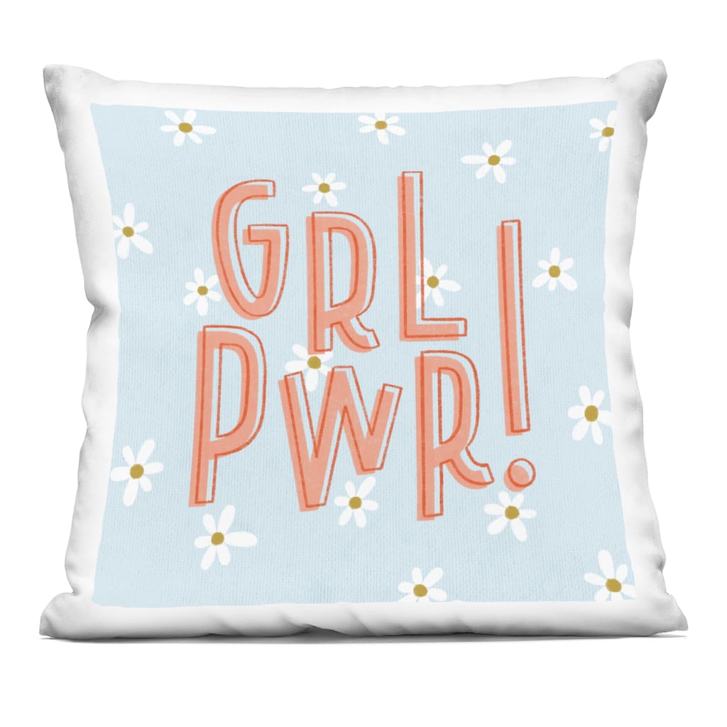 Stupell Girl Power with Daisy Patterns Decorative Printed Throw Pillow Design by Sarah Hickman
