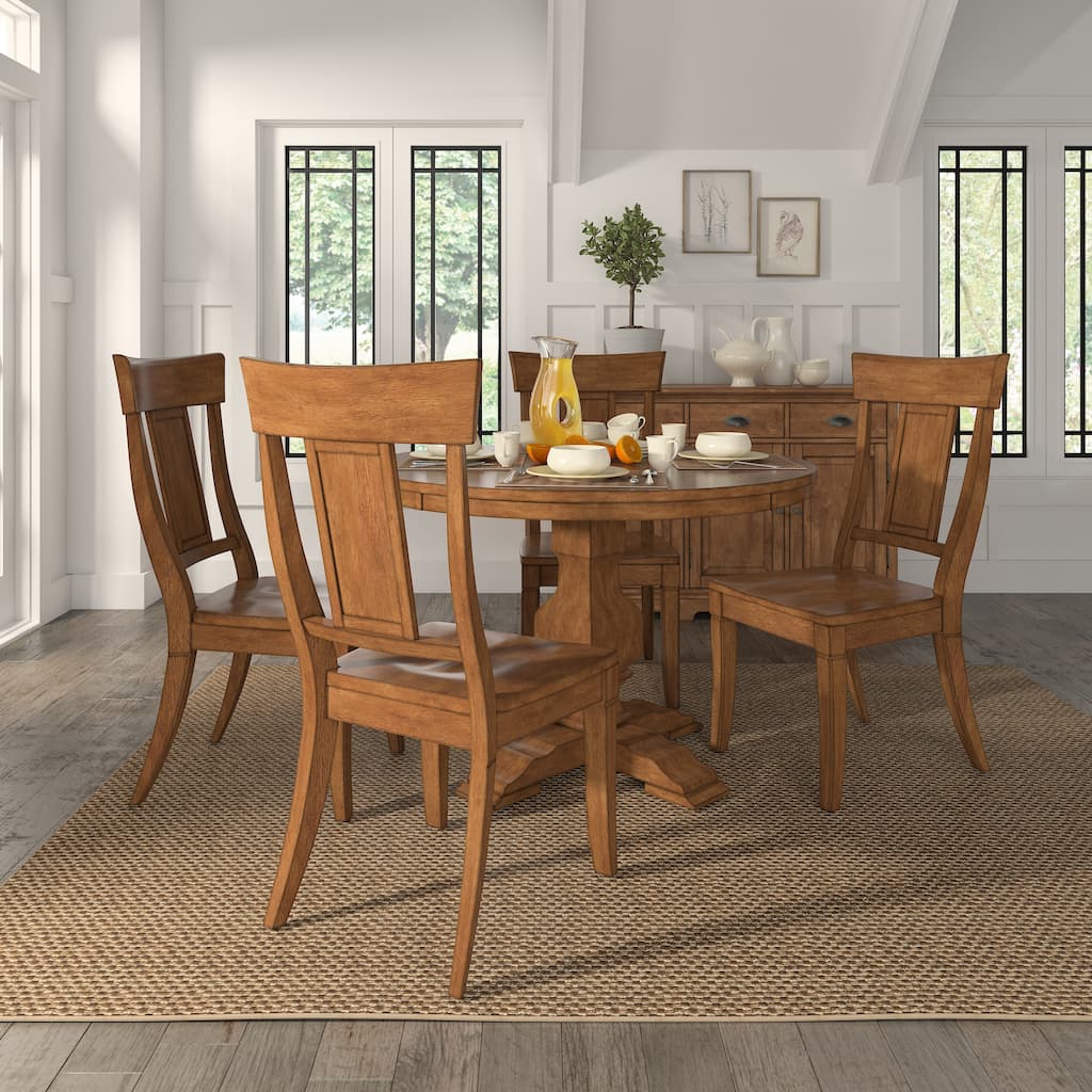 Ronda Panel Back Wood Dining Chairs (Set of 2)
