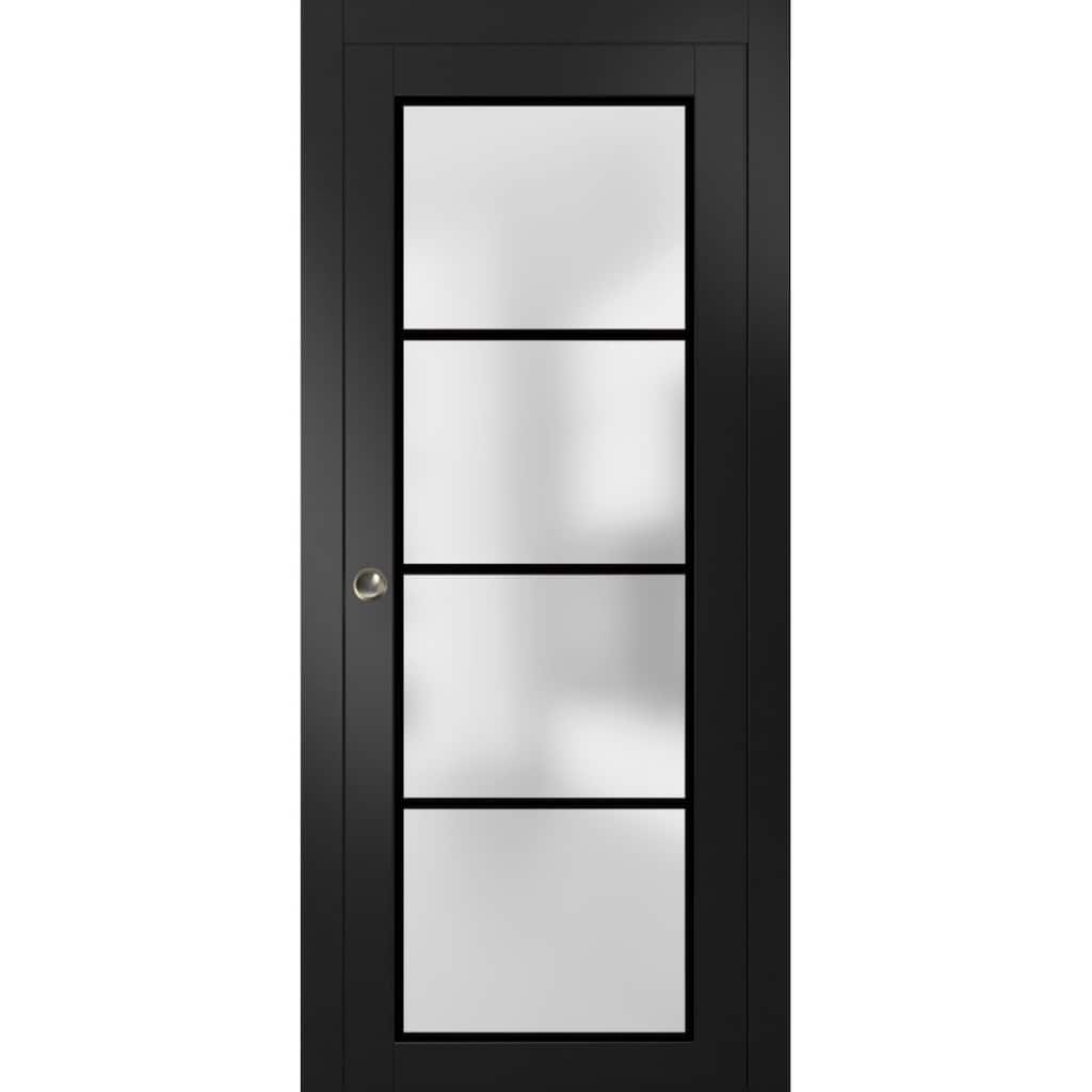French Pocket Door 18 x 80 Planum 2132 Matte Black Kit Trims Rail