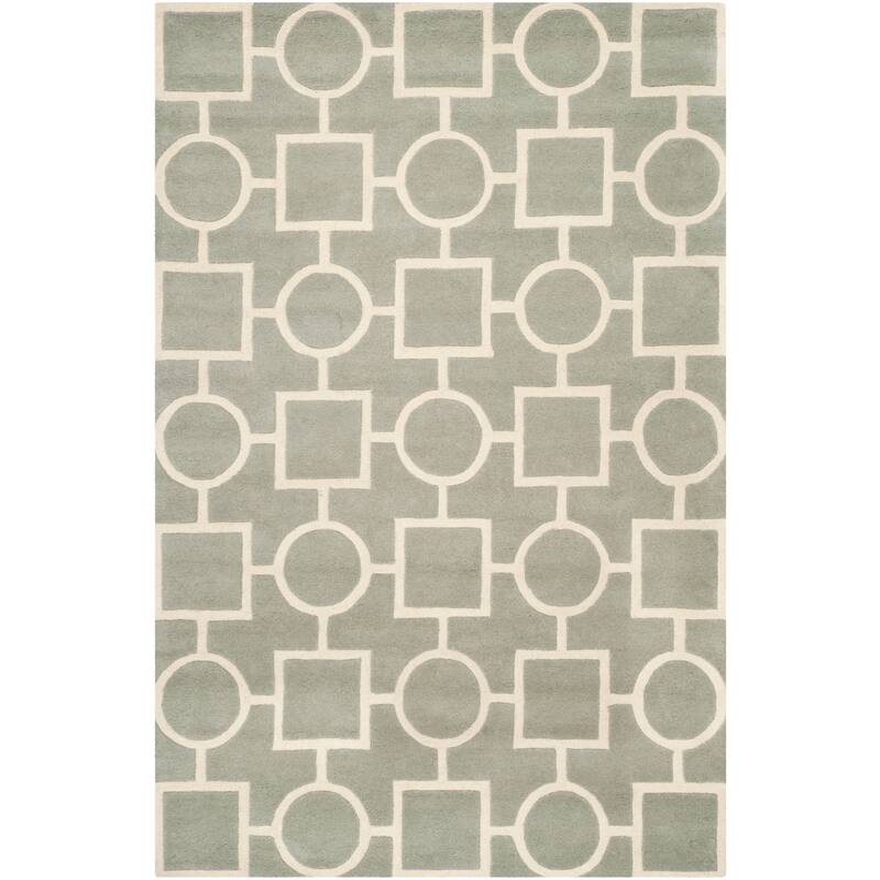 SAFAVIEH Handmade Chatham Alkinoi Modern Moroccan Wool Rug - 8' x 10' - Grey/Ivory