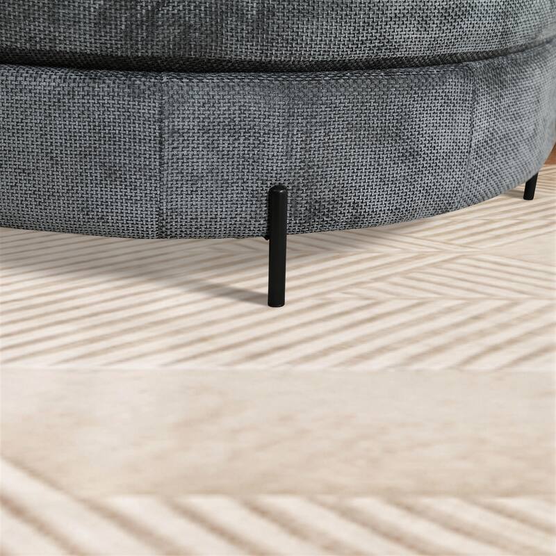 59.8''W Oversized Sofa Chair Set, Round Accent Barrel Chair With 5 Pillows and 1 Storage Ottoman