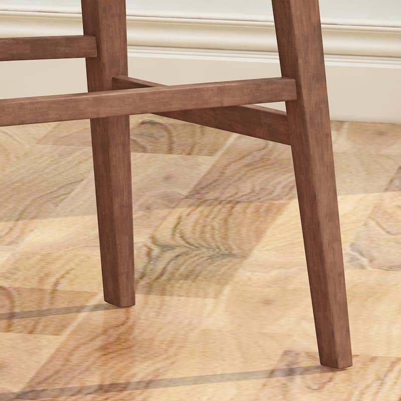 Modern Set of 2 Bar Stools with Padded Backrest, Upholstered Seat, Wooden Frame, Footrest, for Bar Dining Room Living Room