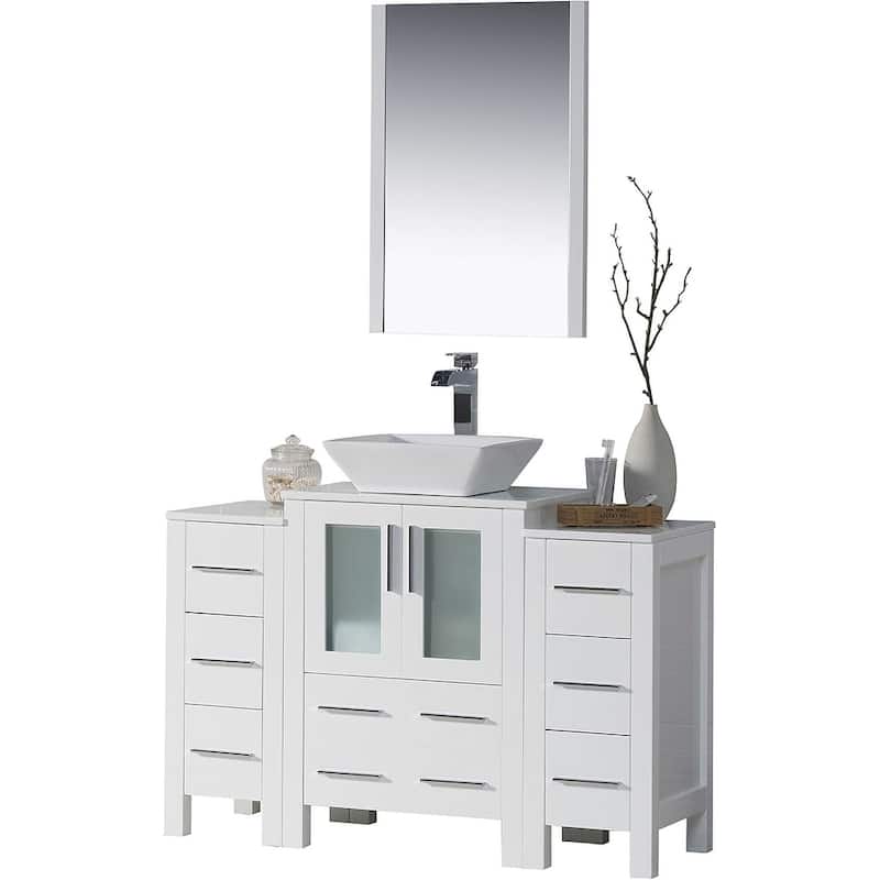 Blossom Sydney 48" Bathroom Vanity with Double Side Cabinets & Mirrors - Glossy White