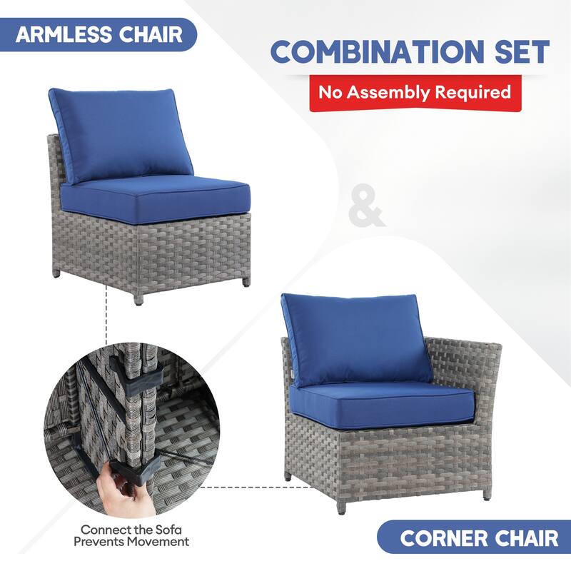 XIZZI 16-piece Outdoor Patio Wicker Furniture Sectional Set with Fire Pit