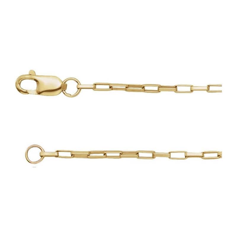Curata 14k Yellow Gold 1.2mm Paperclip style Chain Necklace (Lobster)