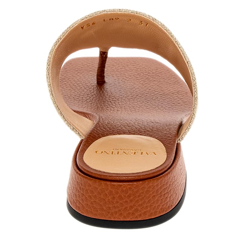 Valentino Vlogo Canvas Leather Slides