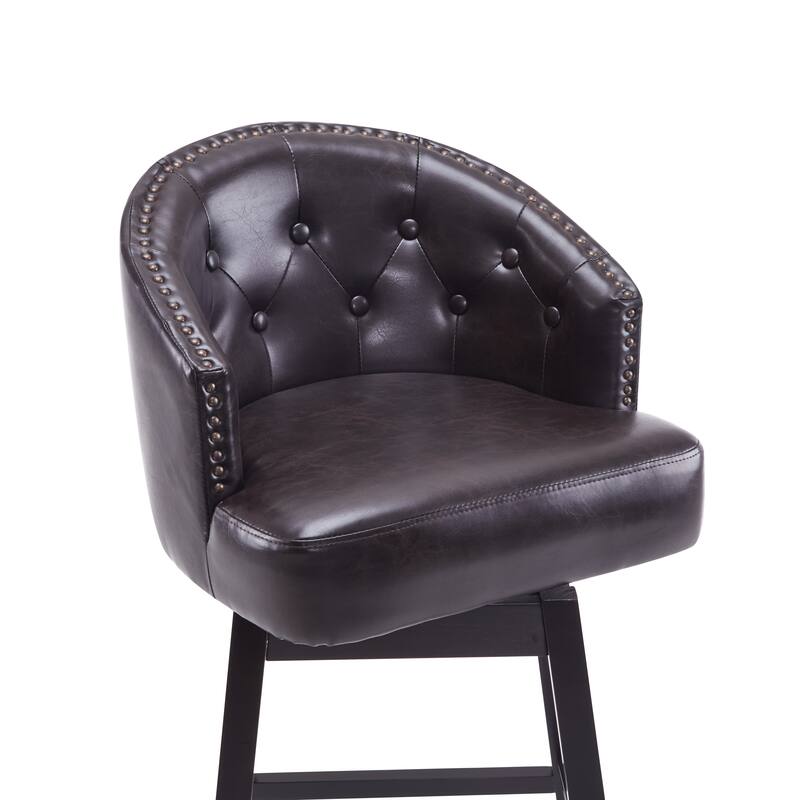 Roomfitters 33.25" Swivel Upholstered Counter Stools, Set of 2 Armless Bar Chairs with Rubberwood Frame and Footrest