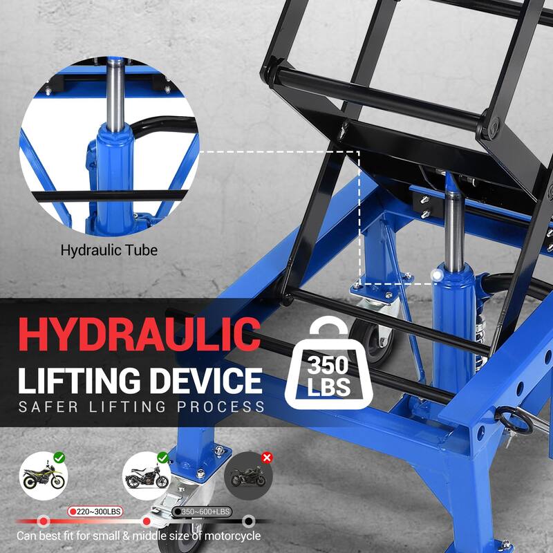 350 lbs Hydraulic Lift Jack,Heavy Duty Hydraulic Motorcycle Lift Jack Table,Scissor Lift Stand with 4 Wheels