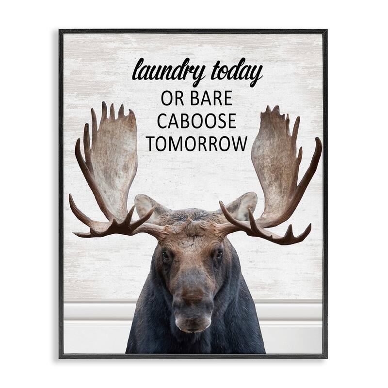 Stupell Laundry Today Bare Caboose Tomorrow Framed Giclee Art Design By Lettered and Lined - 16 x 20 - Black
