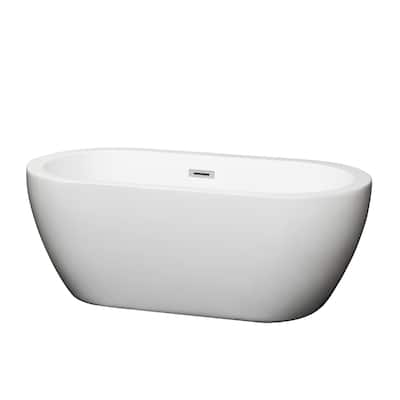 Wyndham Collection Soho 60-inch White Freestanding Soaking Bathtub