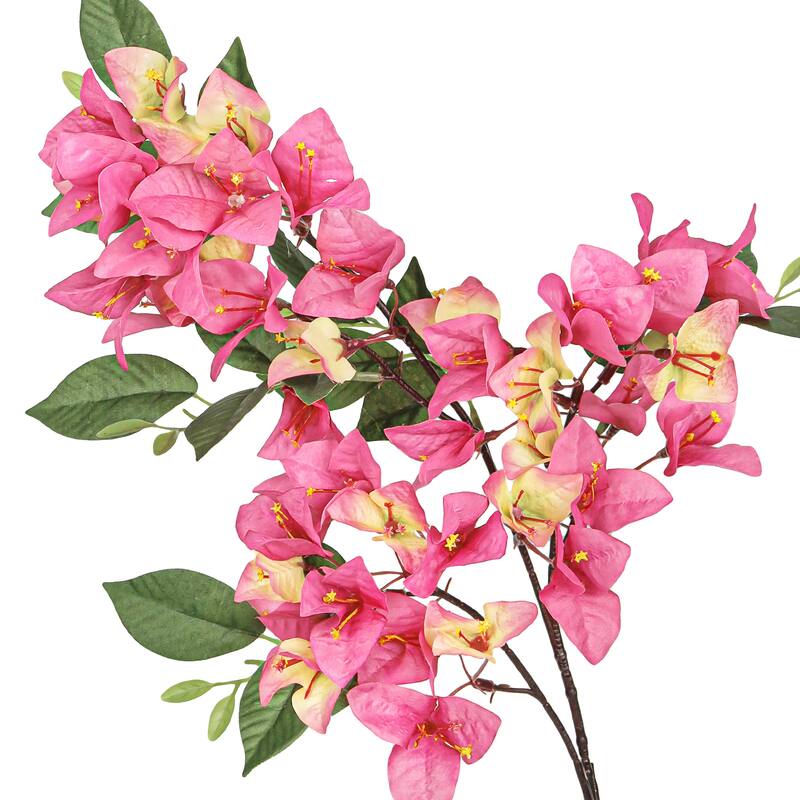Set of 4 Pink Peach Artificial Bougainvillea Flower Stem Spray 30in - 30" L x 5" W x 5" DP