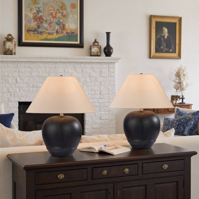 Ceramic Table Lamp with Linen Shade