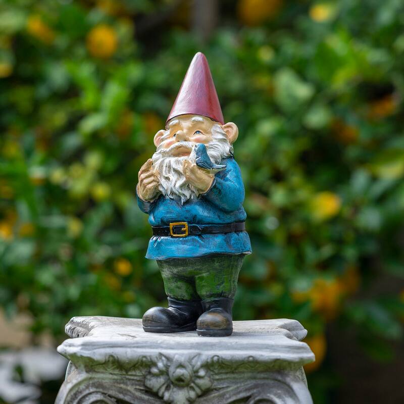 Gnome Folding Hands Looking Up Garden Statue