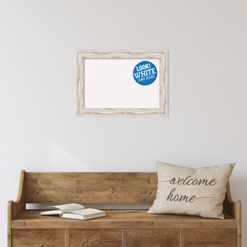 Framed White Cork Board, Alexandria White Wash