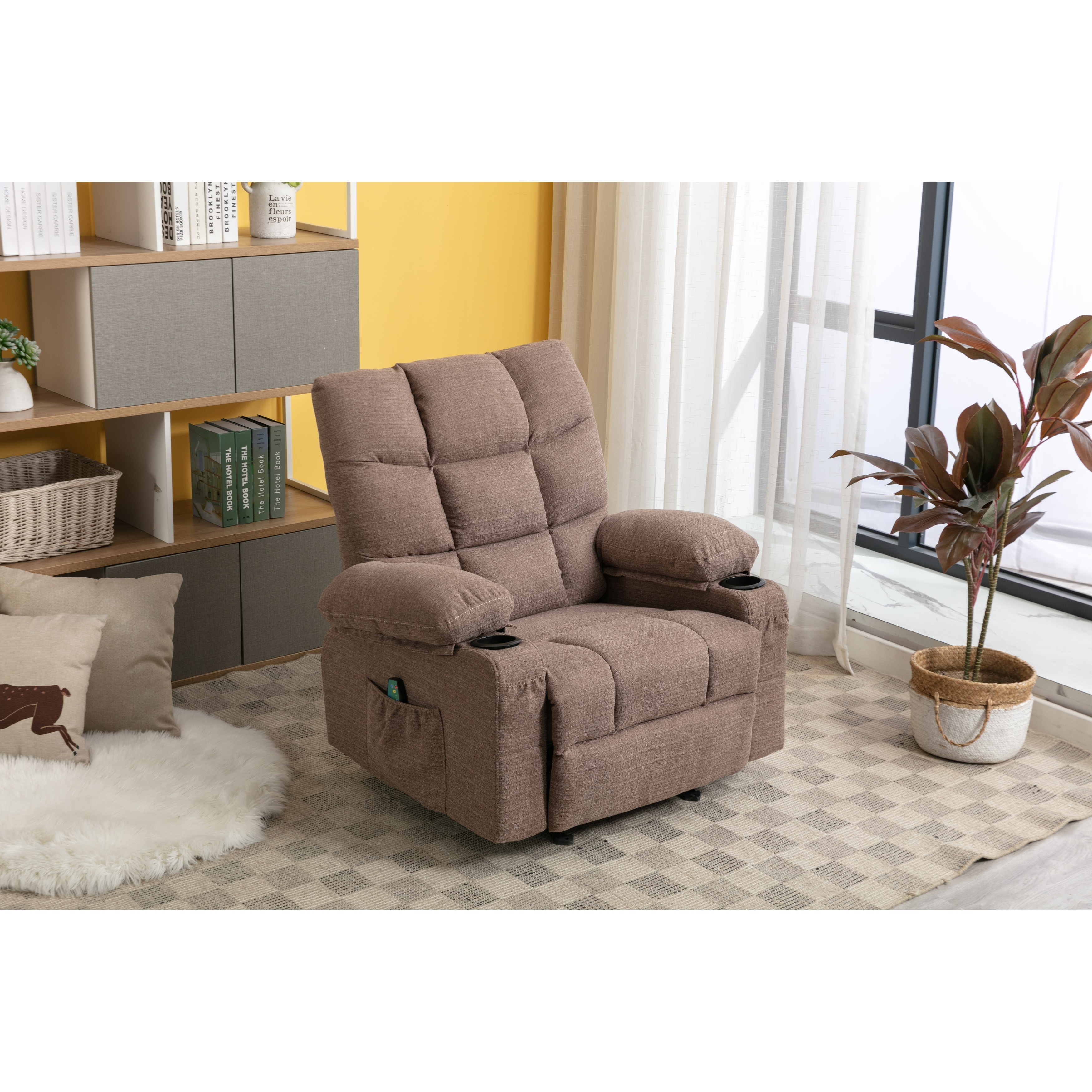 Velvet Recliner Chair with Adjustable Swing 8 Point Vibration