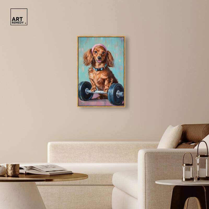 Cute Doxxie Work Out Canvas by Art Remedy